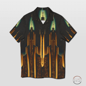 Art Deco skyline at night print Hawaiian shirt