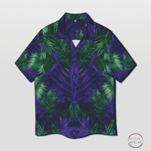 Men's Green and purple palm fronds Hawaiian shirt