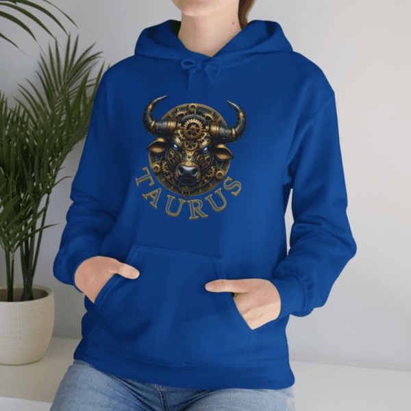Steampunk Celestial Folklore Taurus Unisex Hooded Sweatshirt - Image 7