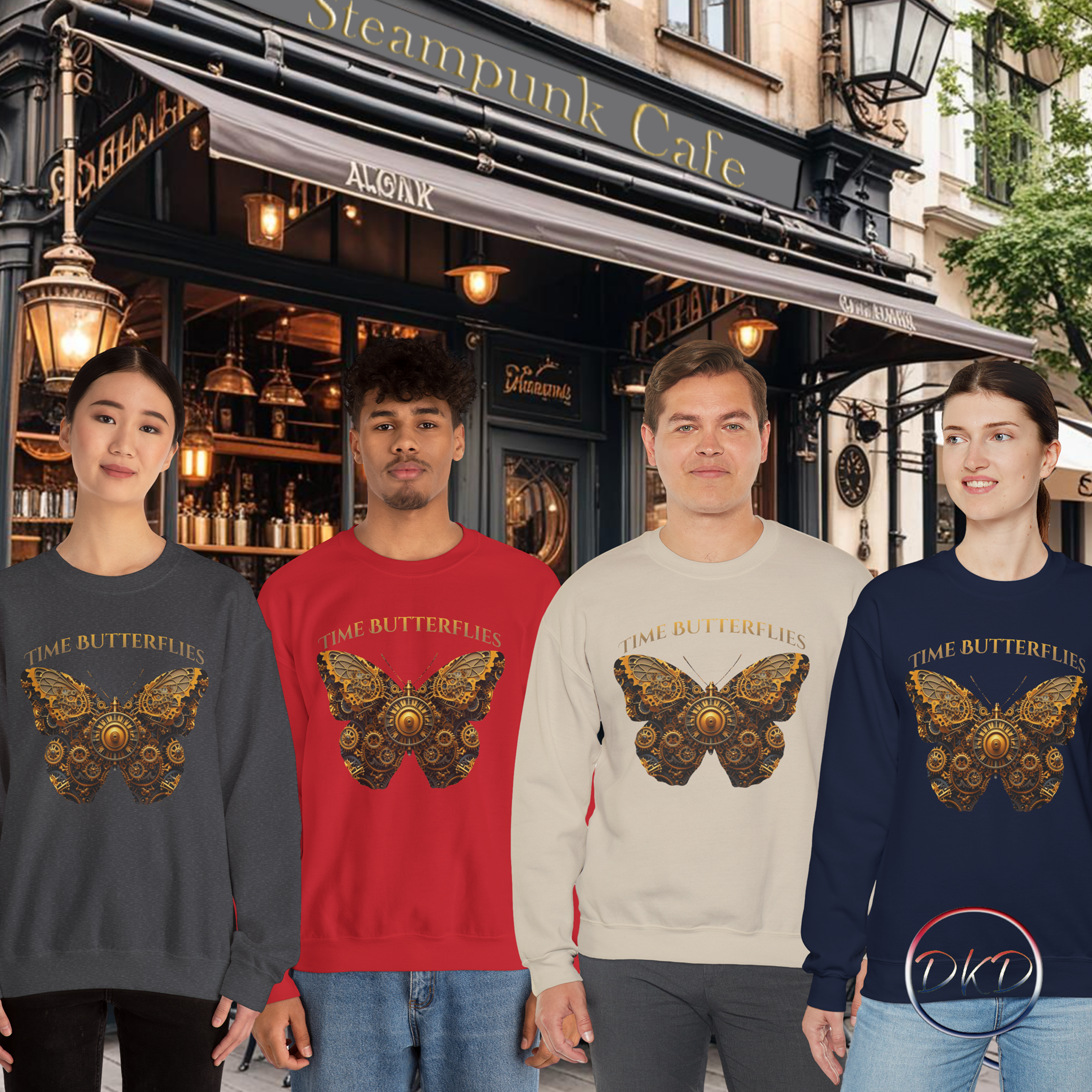 Steampunk Time Butterflies Unisex Heavy Blend™ Crewneck Sweatshirt - Image 4