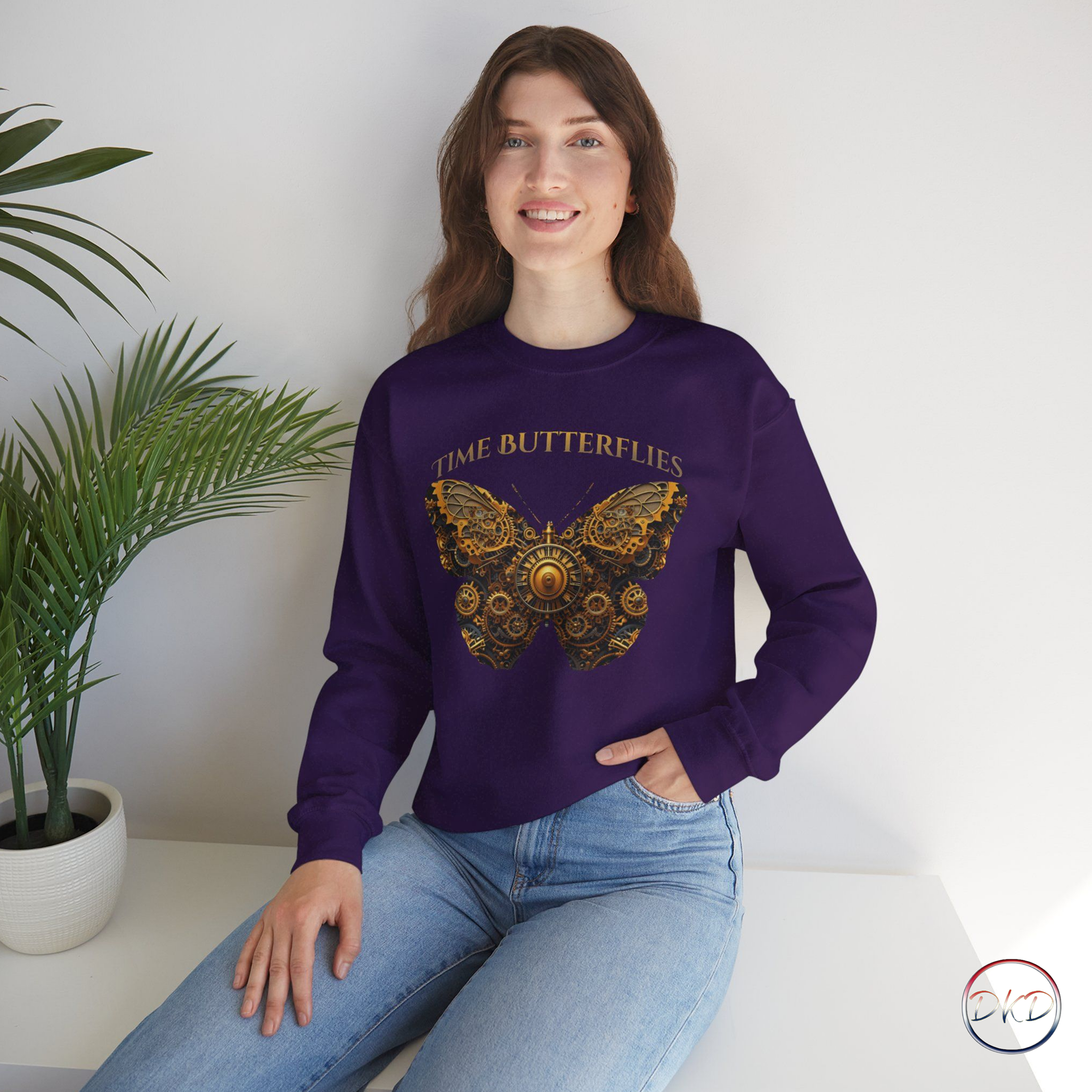 Steampunk Time Butterflies Unisex Heavy Blend™ Crewneck Sweatshirt - Image 5