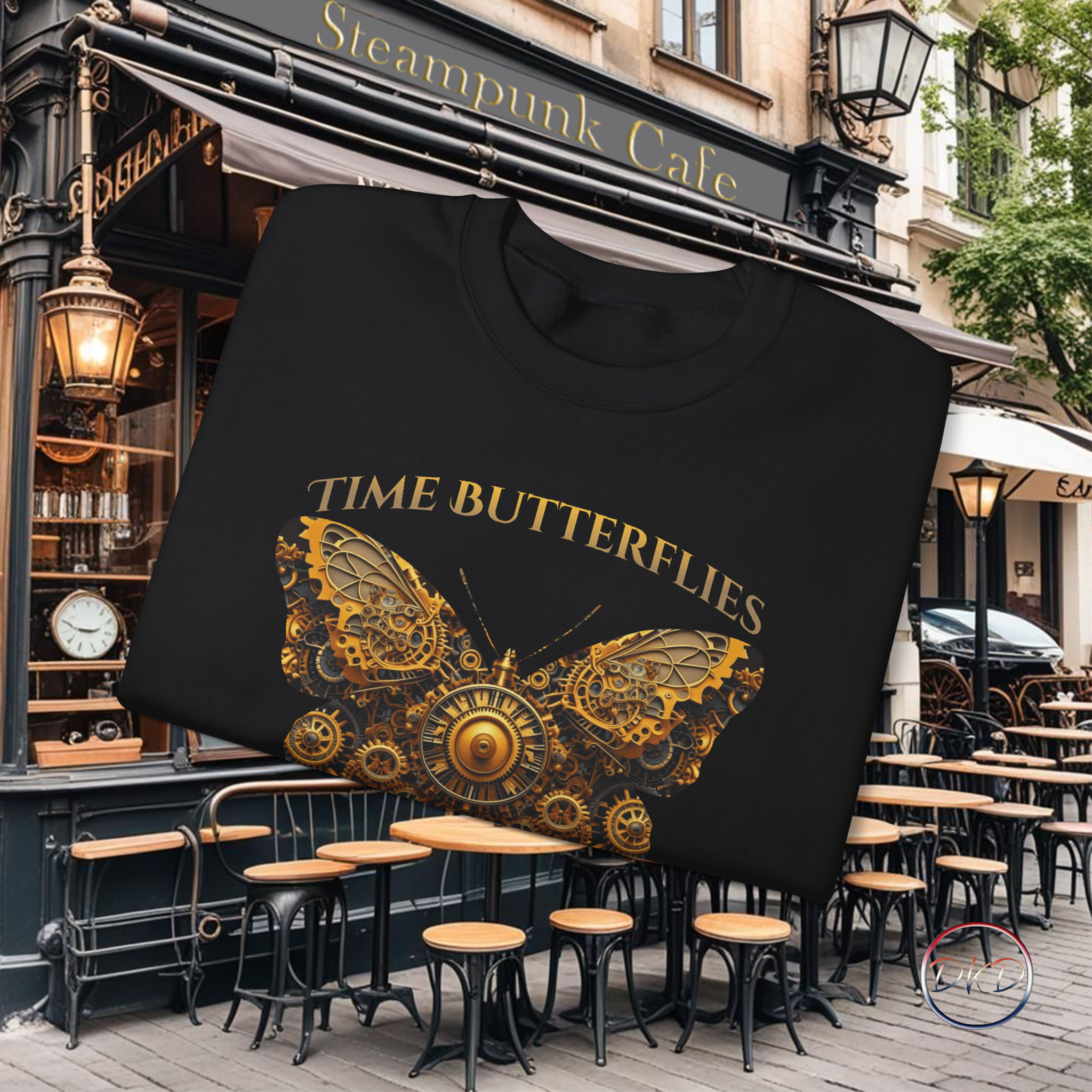 Steampunk Time Butterflies Unisex Heavy Blend™ Crewneck Sweatshirt - Image 3