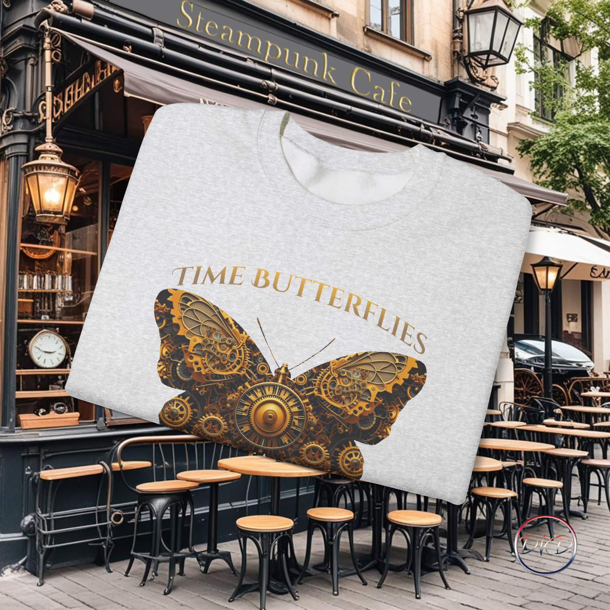 Steampunk Time Butterflies Unisex Heavy Blend™ Crewneck Sweatshirt - Image 2