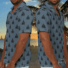 Hawaiian Shirt Nautical Sailboat Print Slate Gray Background - Image 6