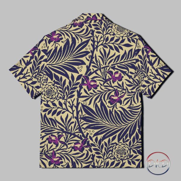 The Colors of Hawaii Mens Grunge Hawaiian Shirt Deep Blue Beige and Purple Floral Design - Image 4