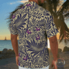 The Colors of Hawaii Mens Grunge Hawaiian Shirt Deep Blue Beige and Purple Floral Design - Image 3