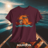 Fishing Rod Unisex Tee Hooked Sunset Waves Design - Image 5