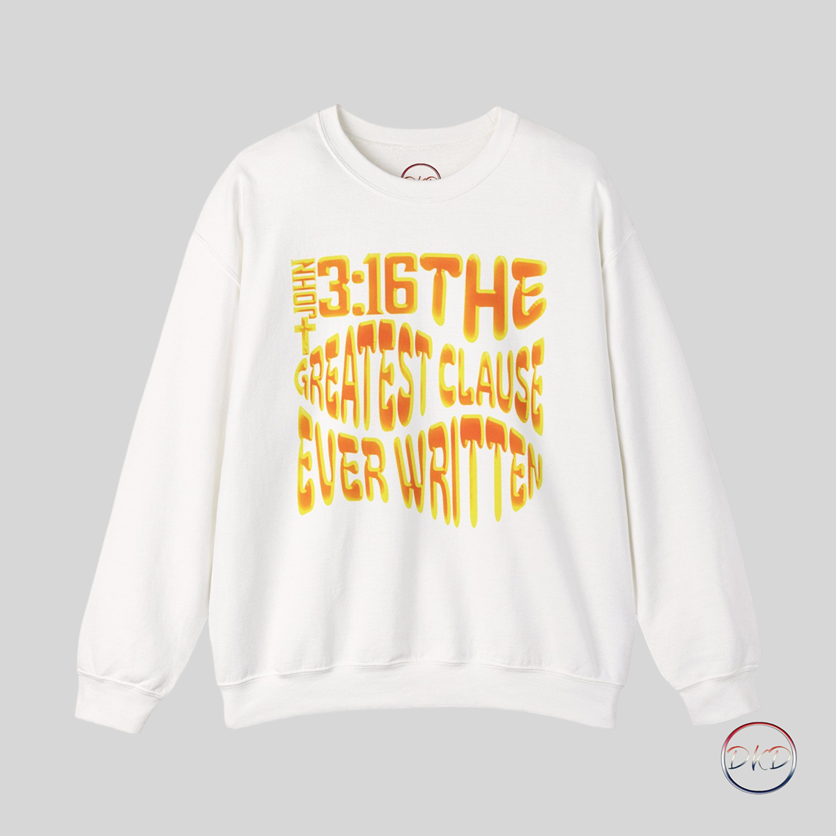 A powerful and inspiring sweatshirt featuring a bold statement in a vibrant gradient font, symbolizing warmth, passion, and light. This faith based shirt makes a great gift as well as a great witnessing tool. Perfect for those seeking spiritual resonance and a cozy, comfortable fit during colder months. Ideal for adults looking for a durable and ethically made piece of clothing.