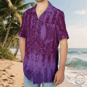 The abstract Wisteria Shirt is a wearable canvas of twilight hues, blending artistic abstraction with botanical grace. Its gradient wash transitions from deep plum to soft lavender, echoing the cascading bloom of wisteria at dusk. This shirt gives off a serene and stylish vibe, perfect for those who appreciate nature-inspired designs. Ideal for casual wear at the beach or low-key settings, this shirt is a versatile addition to any wardrobe. Relevant for summer outings, beach vacations, and garden parties.