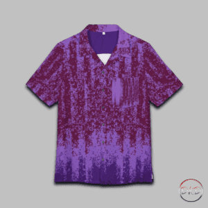 The abstract Wisteria Shirt is a wearable canvas of twilight hues, blending artistic abstraction with botanical grace. Its gradient wash transitions from deep plum to soft lavender, echoing the cascading bloom of wisteria at dusk. This shirt gives off a serene and stylish vibe, perfect for those who appreciate nature-inspired designs. Ideal for casual wear at the beach or low-key settings, this shirt is a versatile addition to any wardrobe. Relevant for summer outings, beach vacations, and garden parties.