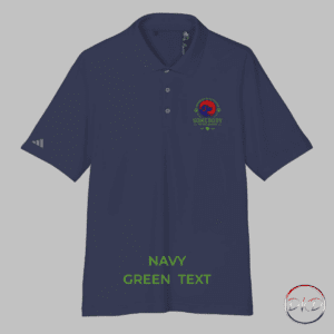 This performance polo brings a quiet, heartfelt touch to everyday wear. An embroidered "Somebody To The Rescue" dog rescue emblem sits on the chest — a subtle badge of care that sparks conversation and connection. Lightweight and breathable, the polo moves easily from morning walks to volunteer shifts at the shelter. The sun-blocking fabric and moisture-wicking finish keep you comfortable during long days outside, while the durable recycled polyester holds up to frequent wear and washes. Choosing this polo means wearing support: each purchase helps provide food, shelter, and medical care for rescued dogs, so your shirt carries both function and meaning. Navy with green text.