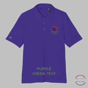 This performance polo brings a quiet, heartfelt touch to everyday wear. An embroidered "Somebody To The Rescue" dog rescue emblem sits on the chest — a subtle badge of care that sparks conversation and connection. Lightweight and breathable, the polo moves easily from morning walks to volunteer shifts at the shelter. The sun-blocking fabric and moisture-wicking finish keep you comfortable during long days outside, while the durable recycled polyester holds up to frequent wear and washes. Choosing this polo means wearing support: each purchase helps provide food, shelter, and medical care for rescued dogs, so your shirt carries both function and meaning. Purple with green text.