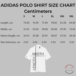 Adidas Polo shirt size chart centimeters.
