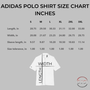 Adidas Polo shirt size chart inches.