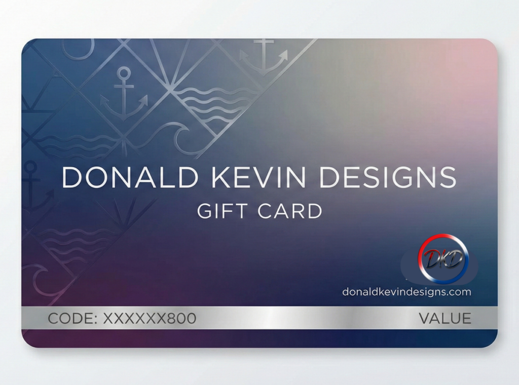 GiftCard with Donald Kevin Designs text and logo