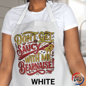 Bring bold flavor and big personality to the kitchen with this “Don’t Get Saucy With Me Béarnaise” apron — a playful, chef‑approved design that’s perfect for home cooks, grill masters, and anyone who loves a good culinary pun. Made with durable fabric and available with 5 strap colors, this apron blends humor, comfort, and everyday practicality. Whether you’re whisking, sautéing, grilling, or hosting, it keeps you clean while serving up a side of attitude. A great kitchen gift for foodies, Mother’s Day, Father’s Day, housewarmings, or anyone who loves to cook with style.